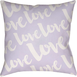 Love 18 X 18 inch Purple and White Outdoor Throw Pillow