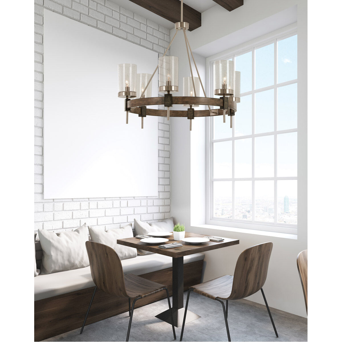Bridlewood 6 Light 28 inch Stone Grey/Brushed Nickel Chandelier Ceiling Light