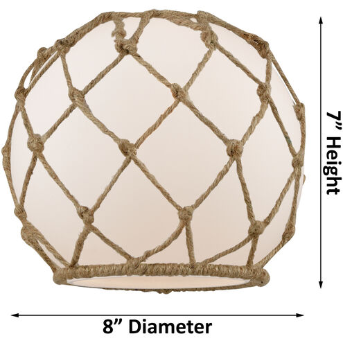 Ballston Farmhouse Rope LED 8 inch Antique Copper Sconce Wall Light in Clear Glass with Brown Rope, Ballston