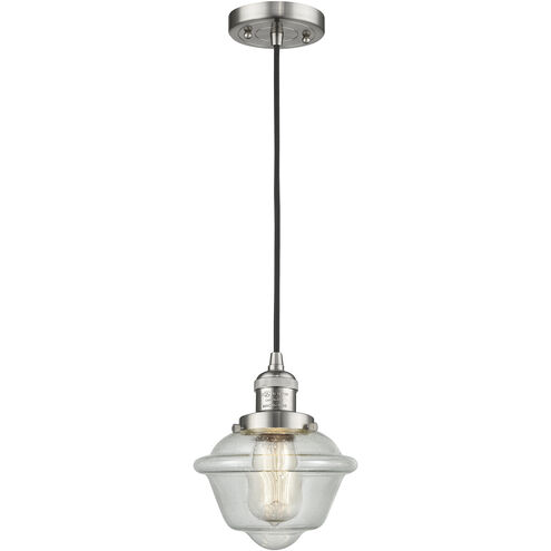 Franklin Restoration Oxford 1 Light 7.5 inch Brushed Satin Nickel Mini Pendant Ceiling Light in Incandescent, Seedy, Franklin Restoration
