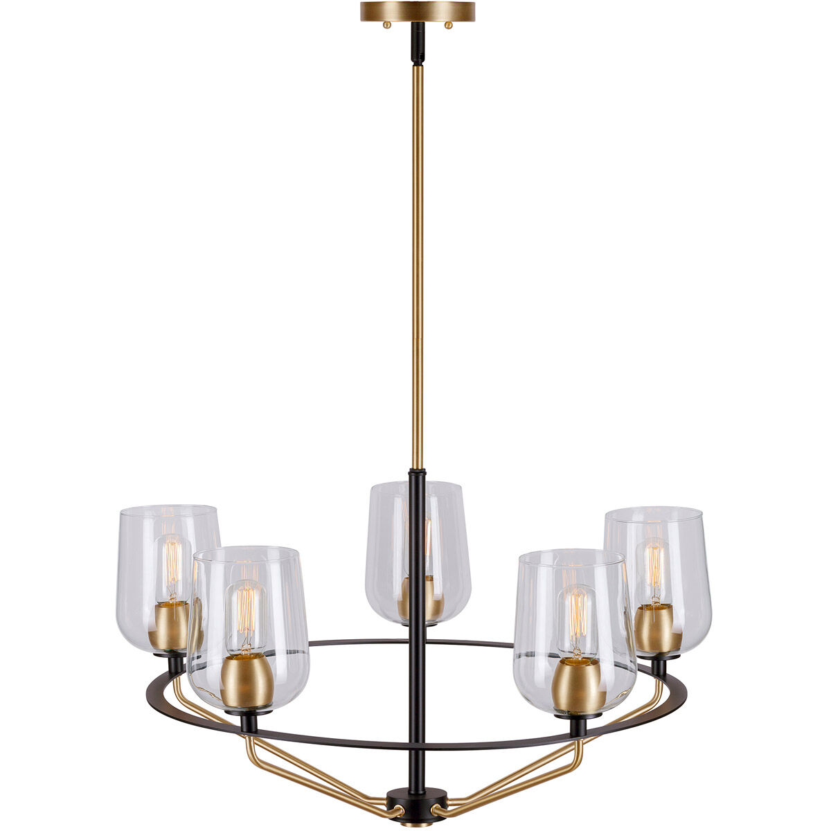 Palmer 5 Light 29 inch Black and Soft Gold Chandelier Ceiling Light