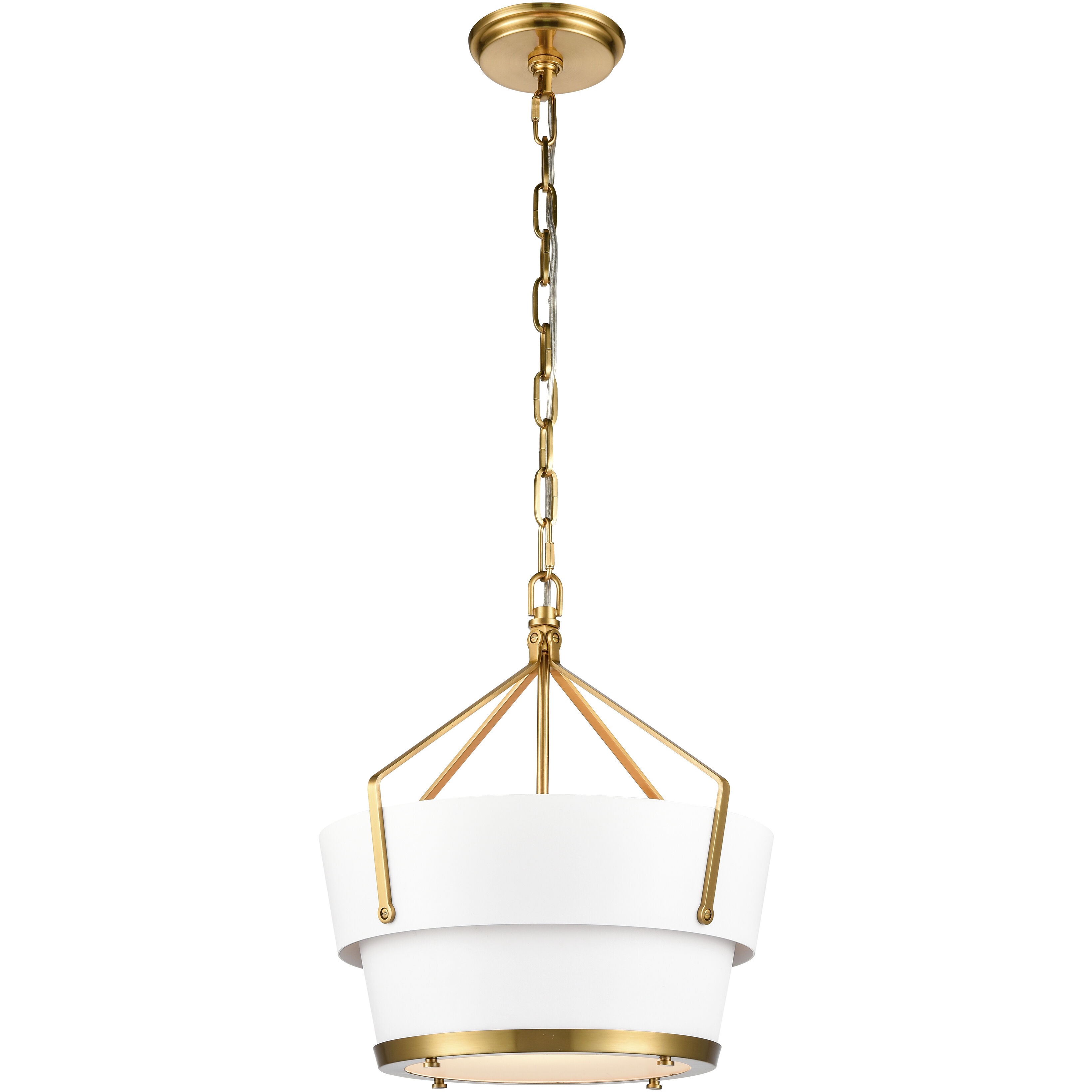Marin 1 Light 14 inch Satin Brass with White Pendant Ceiling Light
