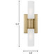 Keaton 2 Light 5 inch Satin Brass Bath Vanity Wall Light in Satin Etched Glass