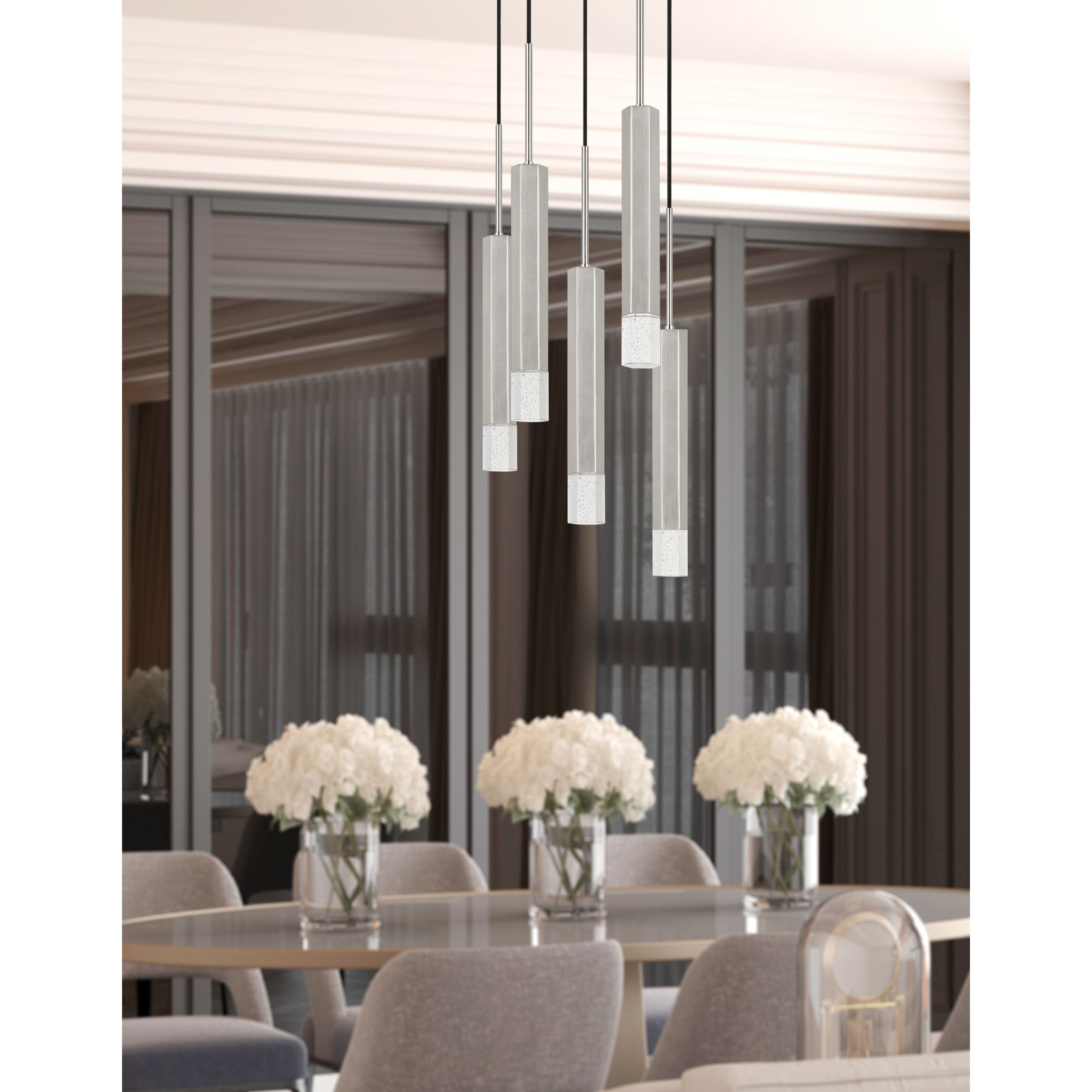 Troy LED 13 inch Brushed Steel Pendant Ceiling Light