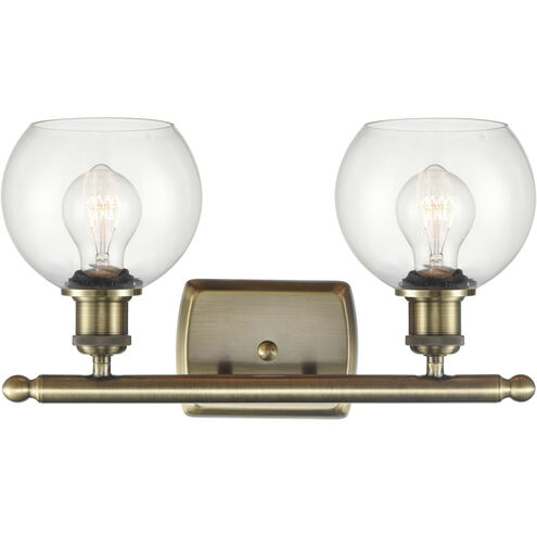 Ballston Athens 2 Light 16 inch Antique Brass Bath Vanity Light Wall Light in Clear Glass