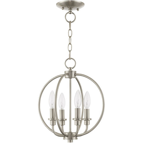 Milania 4 Light 13 inch Brushed Nickel Convertible Mini Chandelier/Ceiling Mount Ceiling Light