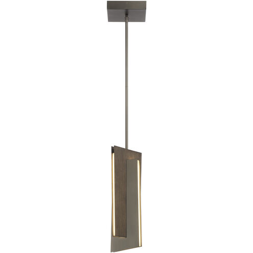 Intersezioni LED 5.5 inch Midnight Iron and Faux Walnut Mini Pendant Ceiling Light