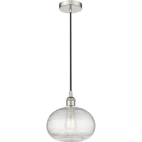Edison Ithaca 1 Light 10 inch Polished Nickel Cord Hung Mini Pendant Ceiling Light