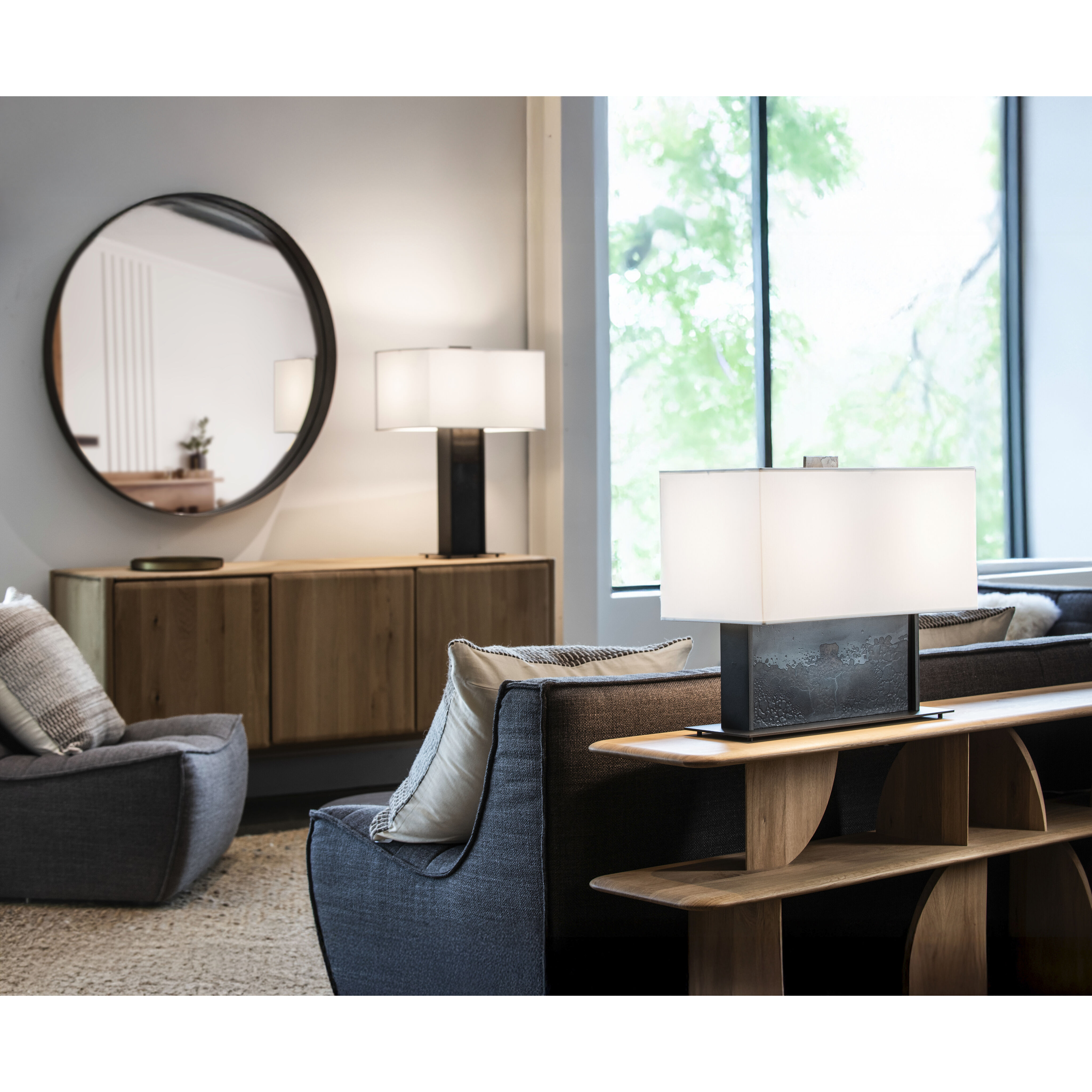 Horizon 20.6 inch 60.00 watt Oil Rubbed Bronze and Clear Steel Console Lamp Portable Light