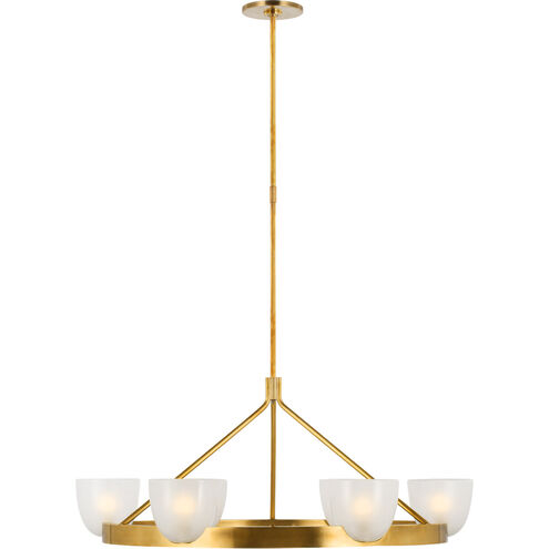 AERIN Carola LED 36 inch Hand-Rubbed Antique Brass Ring Chandelier Ceiling Light in Frosted Glass, Large