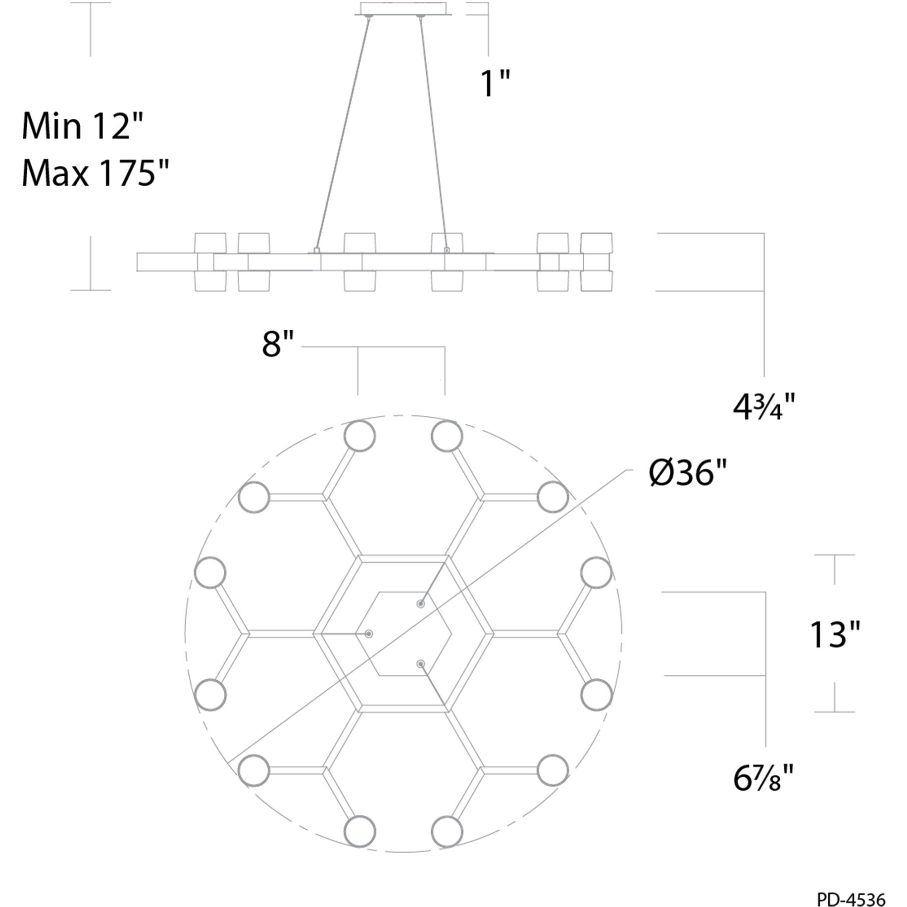 Dashe LED 36 inch Aged Brass Indoor Hanging Lighting Ceiling Light