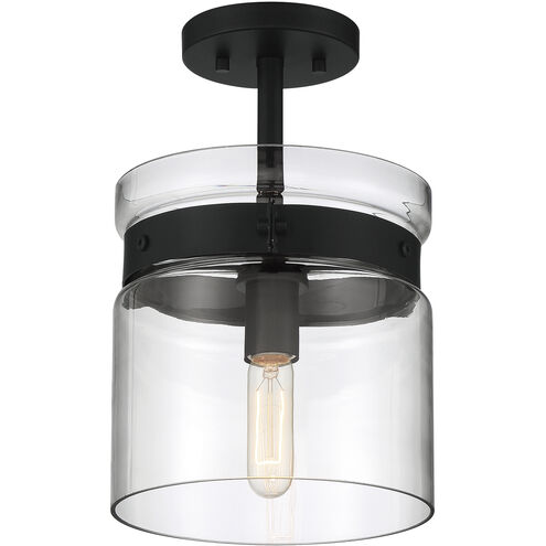 Midnight LA 1 Light 9 inch Matte Black Semi-Flush Ceiling Light