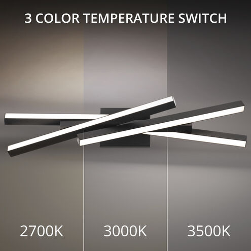 Parallax LED 27 inch Black Bath Vanity & Wall Light in 2700K, dweLED