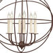 Globe 6 Light 22 inch Rust Chandelier Ceiling Light