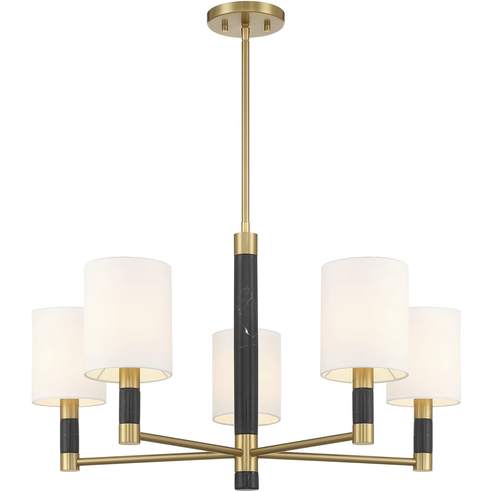 Conrad 5 Light 28 inch Warm Brass with Black Marble Chandelier Ceiling Light