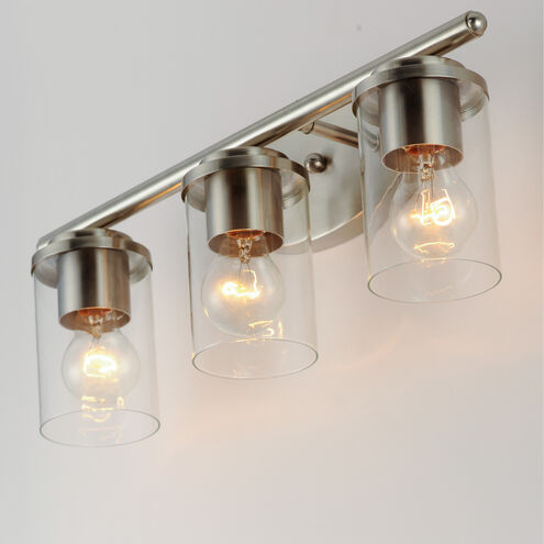Corona 3 Light 19 inch Satin Nickel Bath Vanity Wall Light in Clear