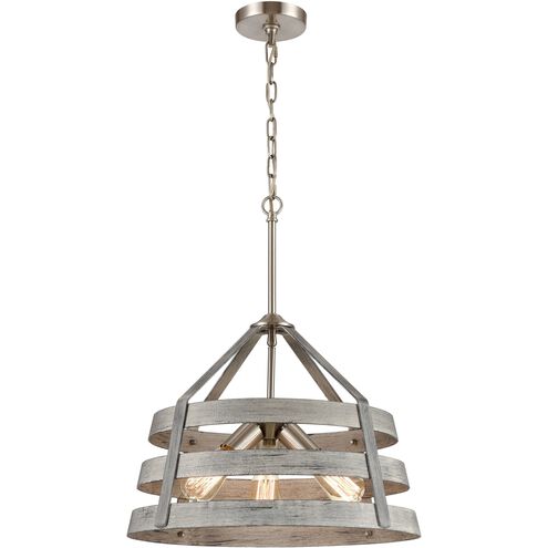 Brigantine 3 Light 18 inch Satin Nickel Chandelier Ceiling Light