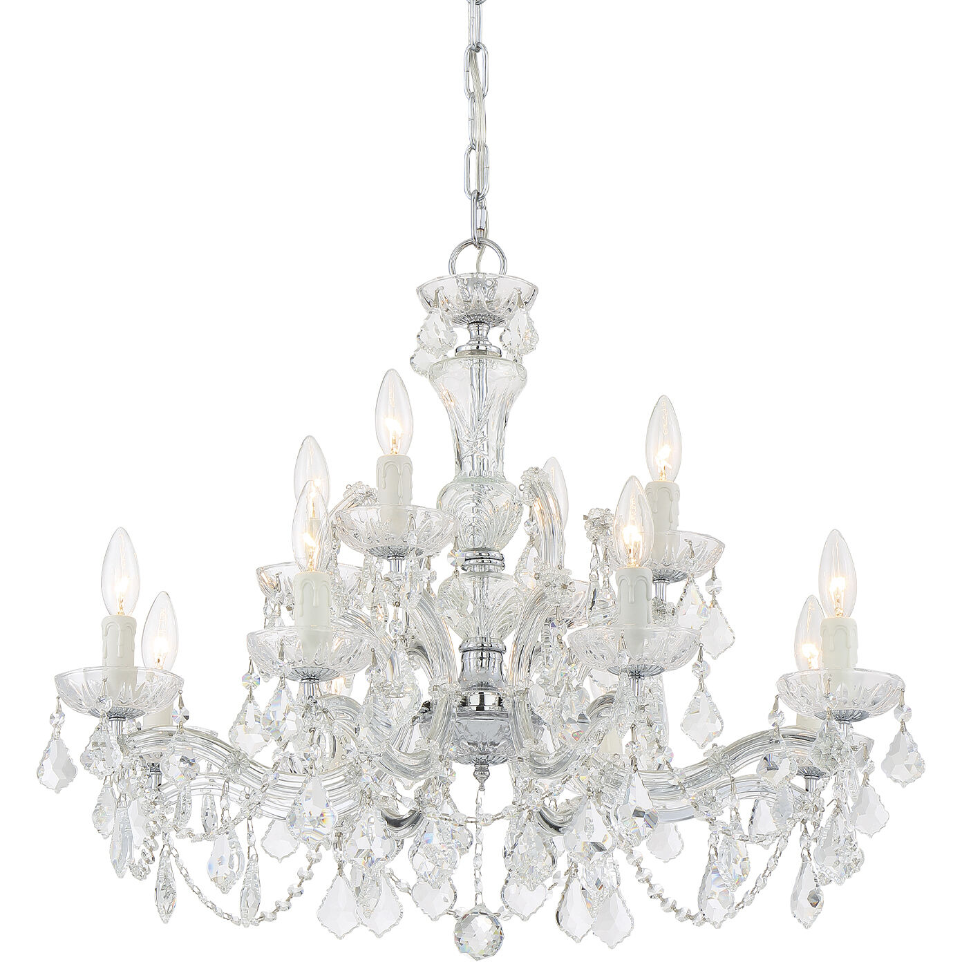Maria Theresa 12 Light 29 inch Polished Chrome Chandelier Ceiling Light in Clear Hand Cut