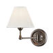 Classic No.1 1 Light 7.5 inch Distressed Bronze Wall Sconce Wall Light in Off-White Pleated Silk