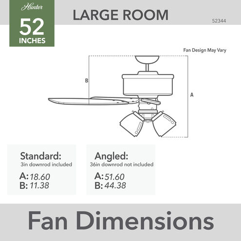 Rosner 52 inch Matte White with Light Oak/Fresh White Blades Ceiling Fan