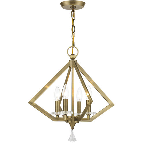 Diamond 4 Light 18 inch Antique Brass Chandelier Ceiling Light