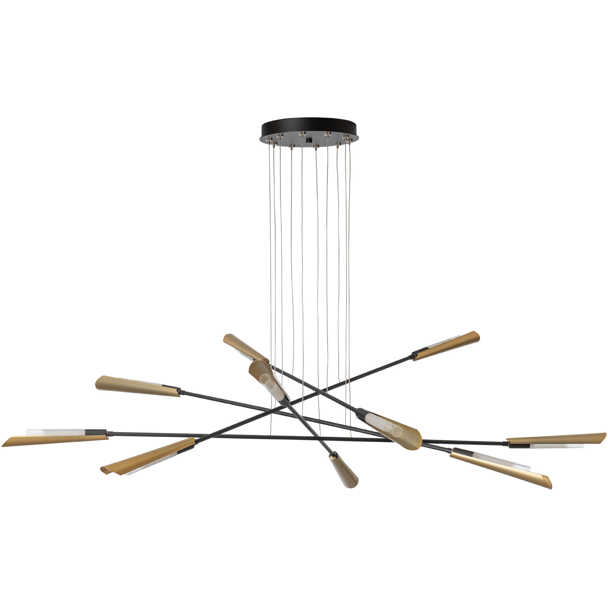 Flight 10 Light 73.2 inch Black/Modern Brass Pendant Ceiling Light