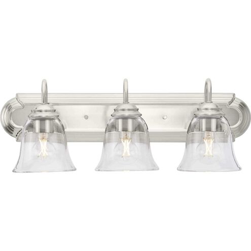 Clear Glass 3 Light 24 inch Brushed Nickel Vanity Light Wall Light