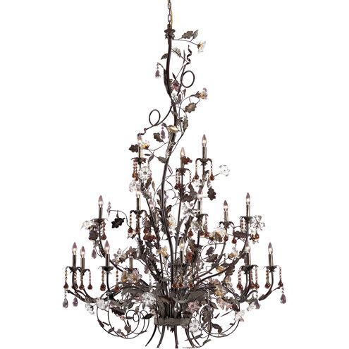 Cristallo Fiore 18 Light 56 inch Deep Rust Chandelier Ceiling Light