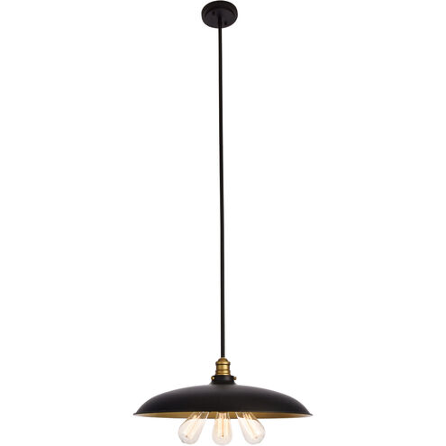 Anders 3 Light 21 inch Black and Brass Chandelier Ceiling Light