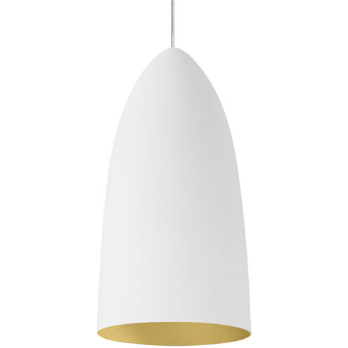 Mini Signal 1 Light 12 Satin Nickel Low-Voltage Pendant Ceiling Light in FreeJack, LED 90 CRI 3000K, Rubberized White/Gold
