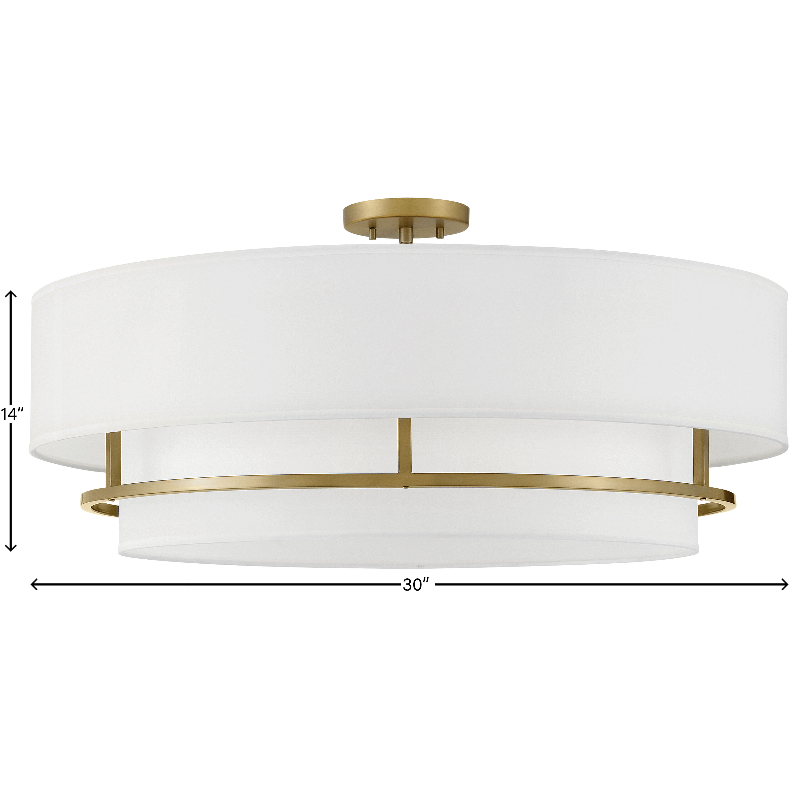Graham 30 inch Lacquered Brass Indoor Semi-Flush Mount Ceiling Light, Convertible