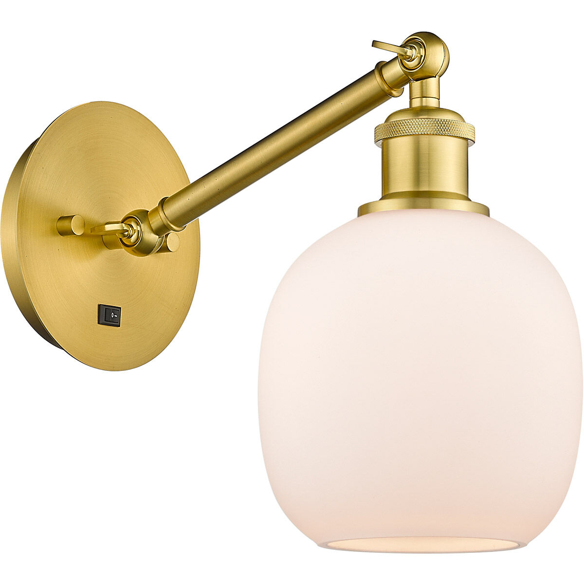 Ballston Belfast LED 6 inch Satin Gold Sconce Wall Light in Matte White Glass