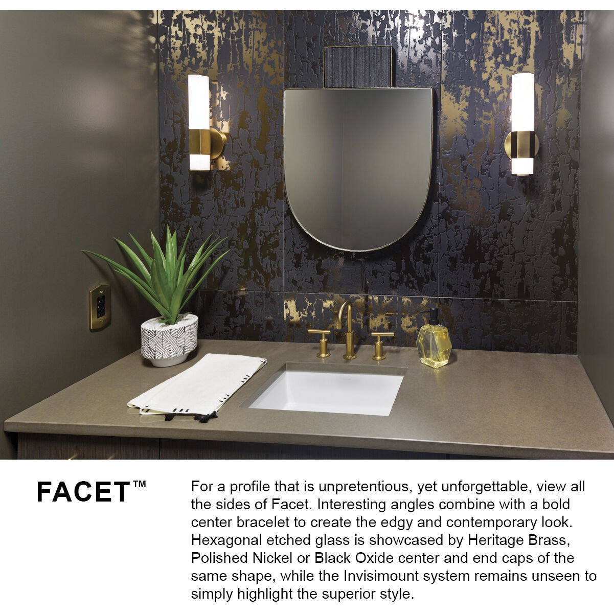 Facet LED 5 inch Polished Nickel Bath Light Wall Light, Vertical