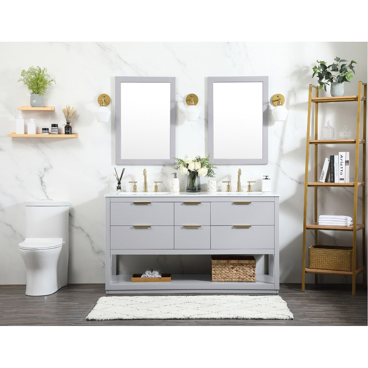 Larkin 60 X 22 X 34 inch Grey Vanity Sink Set