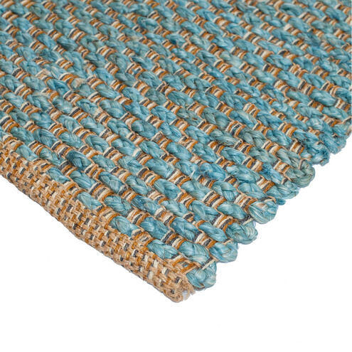 Shuttle Weave Durrie with Hamming 48 X 32 inch Petrol Rug, Rectangle