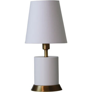 Geo 12 inch 60 watt White with Weathered Brass accents Table Lamp Portable Light