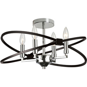 Paloma 4 Light 18 inch Polished Chrome with Matte Black Semi-Flush Mount Ceiling Light in Polished Chrome and Matte Black