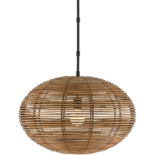 Vanadis 1 Light 24.25 inch Satin Black/Natural Pendant Ceiling Light