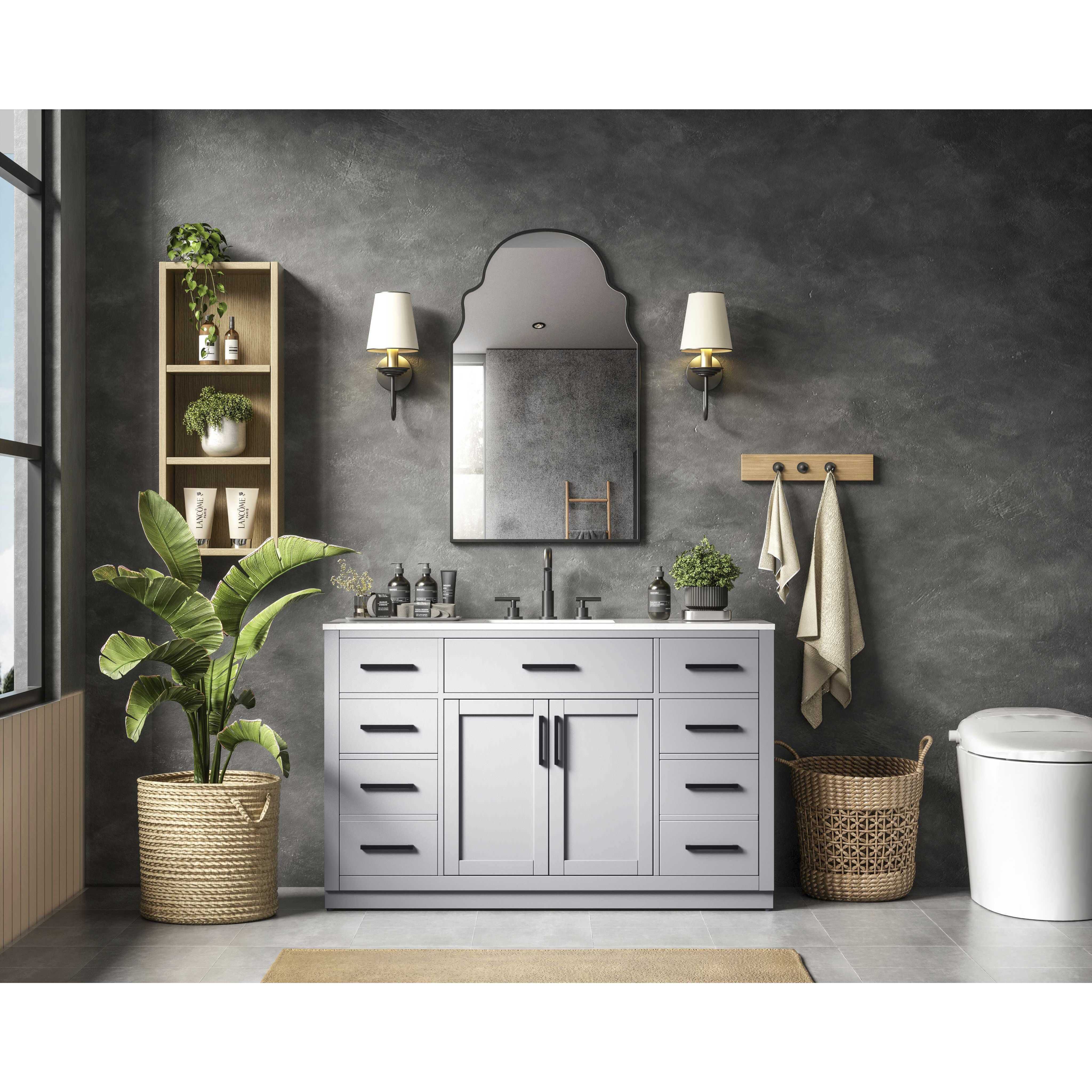 Alden 54 X 35 inch Grey Bathroom Vanity Cabinet