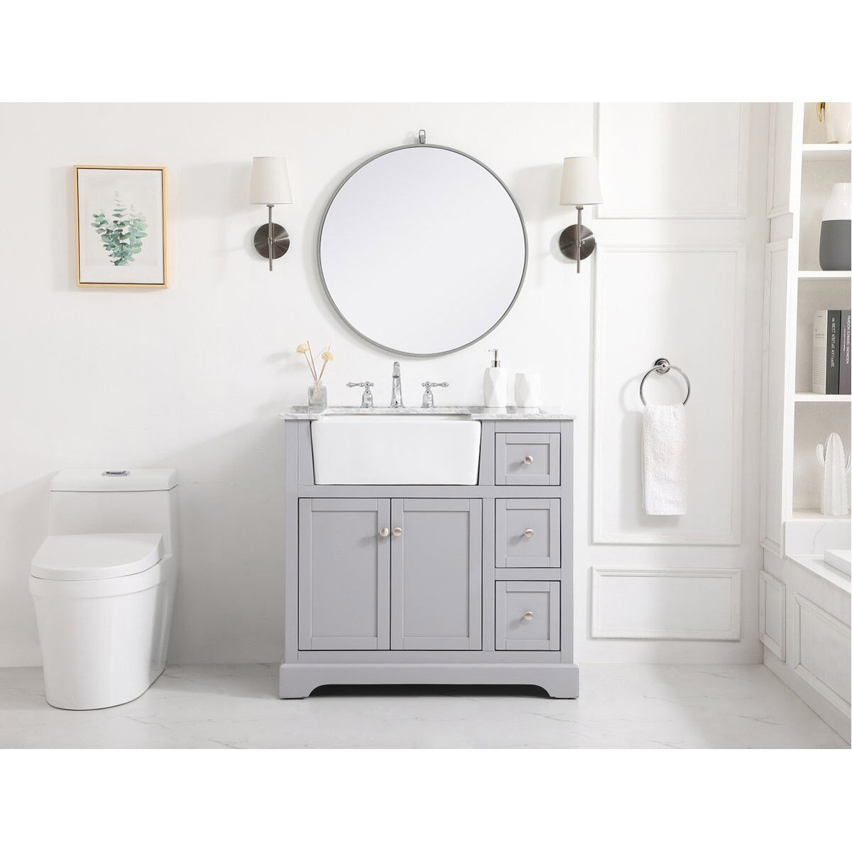 Franklin 36 X 22 X 35 inch Grey Bathroom Vanity Cabinet