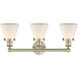 Cone 3 Light 24.5 inch Antique Brass Bath Vanity Light Wall Light in Matte White