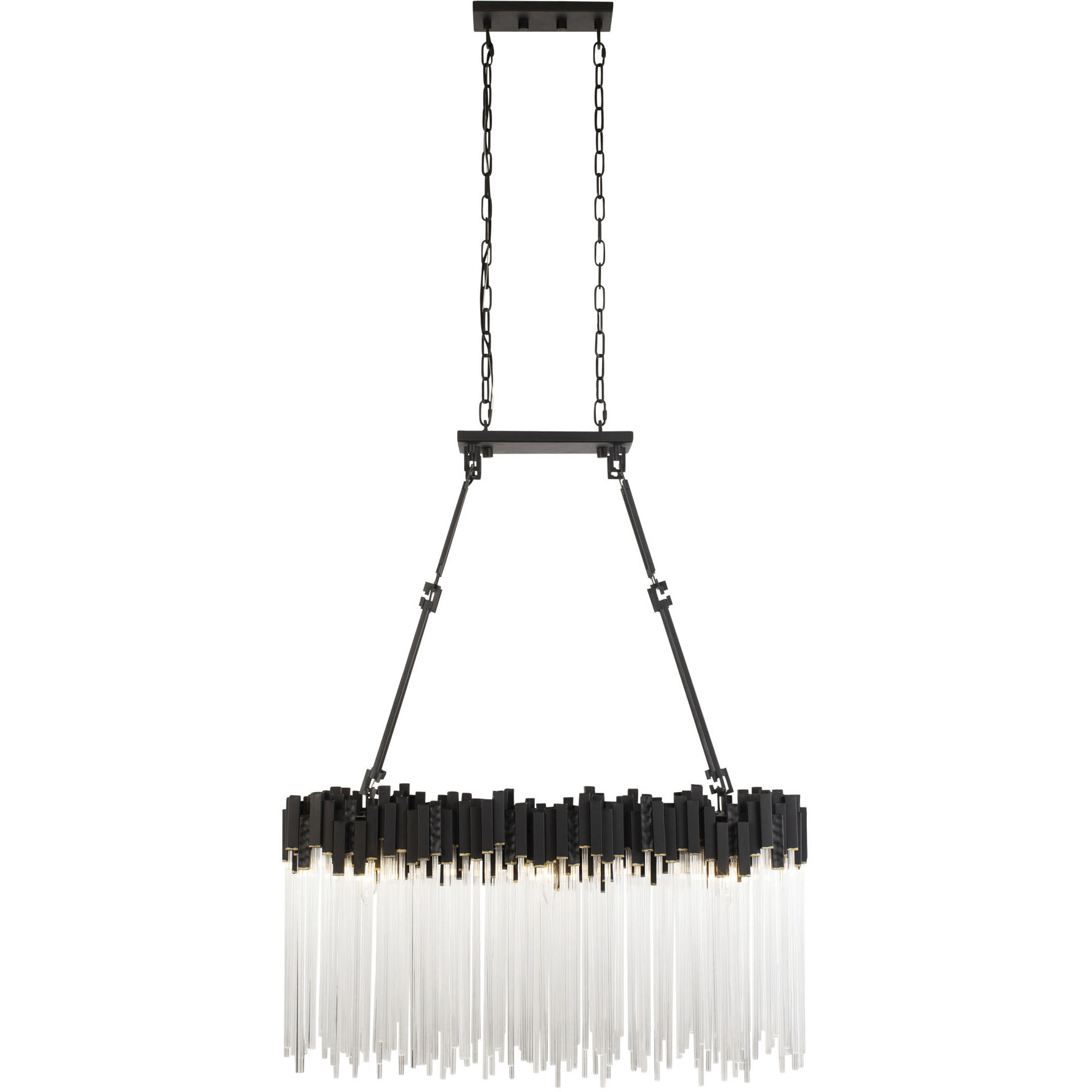 Matrix 6 Light 36.5 inch Matte Black and French Gold Linear Pendant Ceiling Light