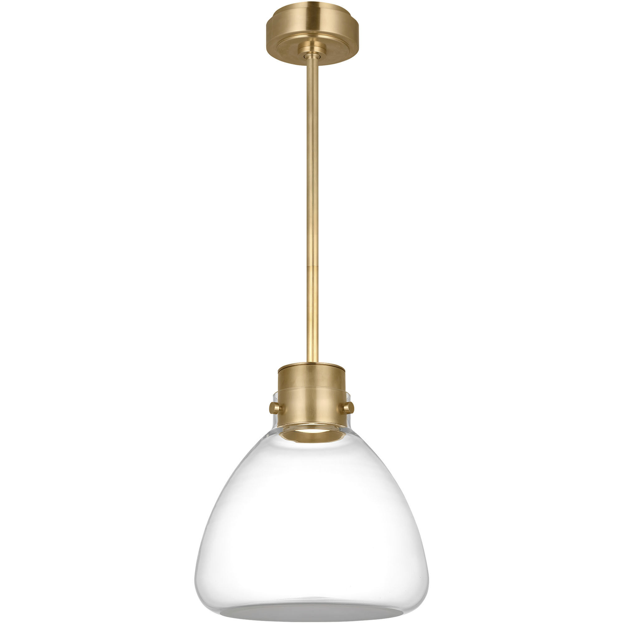 Avroko Morgan LED 12 inch Hand-Rubbed Antique Brass with Clear Glass Pendant Ceiling Light