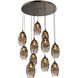 Ellisse 11 Light Flat Bronze Chandelier Ceiling Light, Round Multi-Port