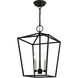 Devone 3 Light 13 inch Black Convertible Semi Flush/Lantern Ceiling Light