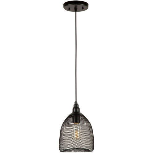 Mesh 1 Light 7 inch Black Industrial Mesh Cage Pendant Ceiling Light