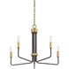 Transitional 5 Light 24 inch Oil Rubbed Bronze with Natural Brass Chandelier Ceiling Light