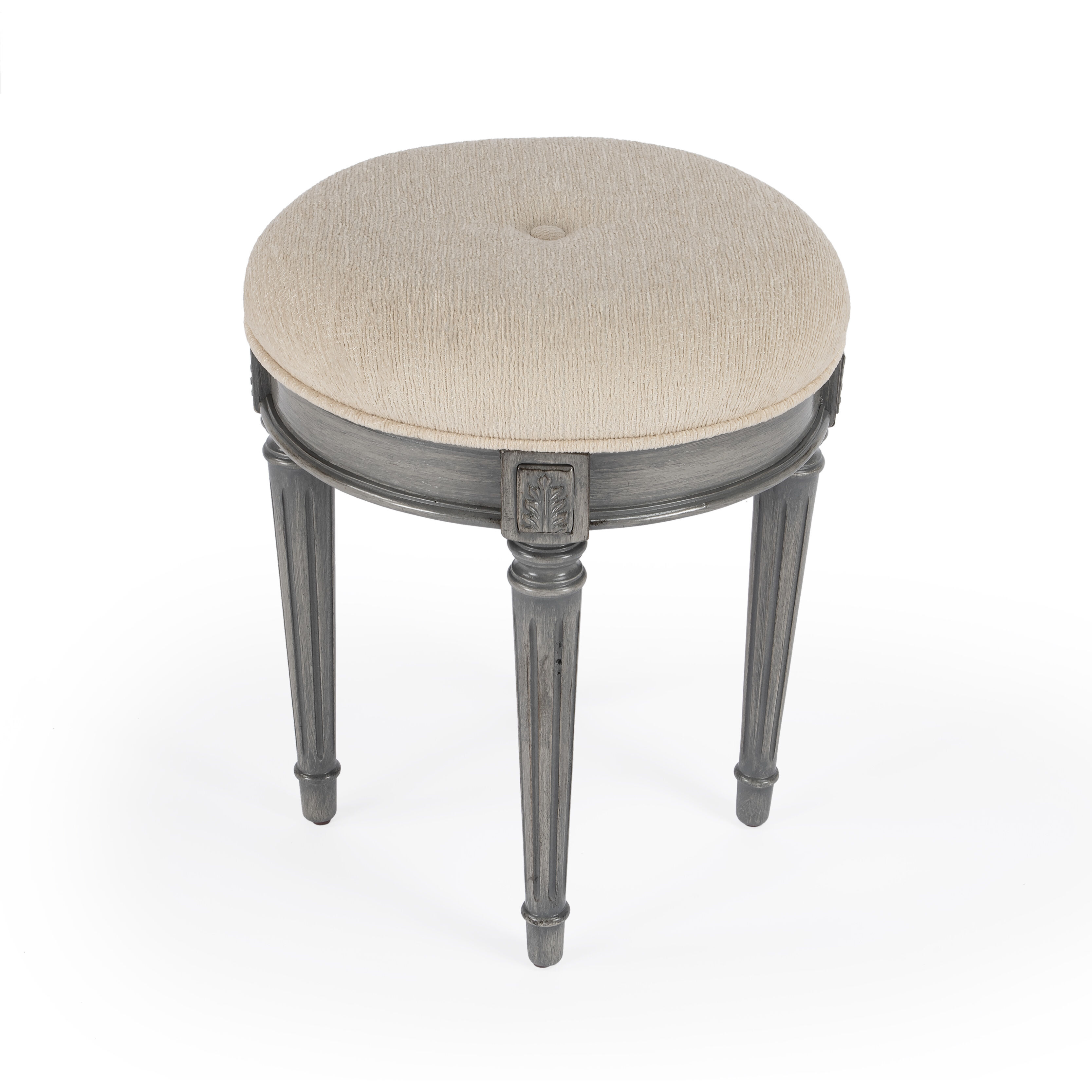 Bernadette Upholstered 18"W Vanity Stool in Gray
