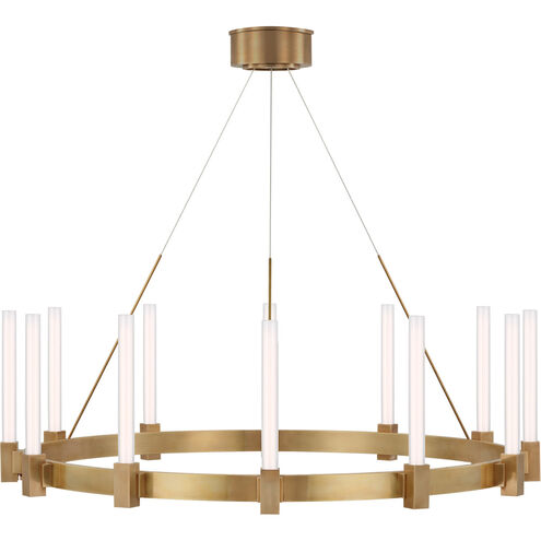Ian K. Fowler Mafra LED 36 inch Hand-Rubbed Antique Brass Chandelier Ceiling Light, Large