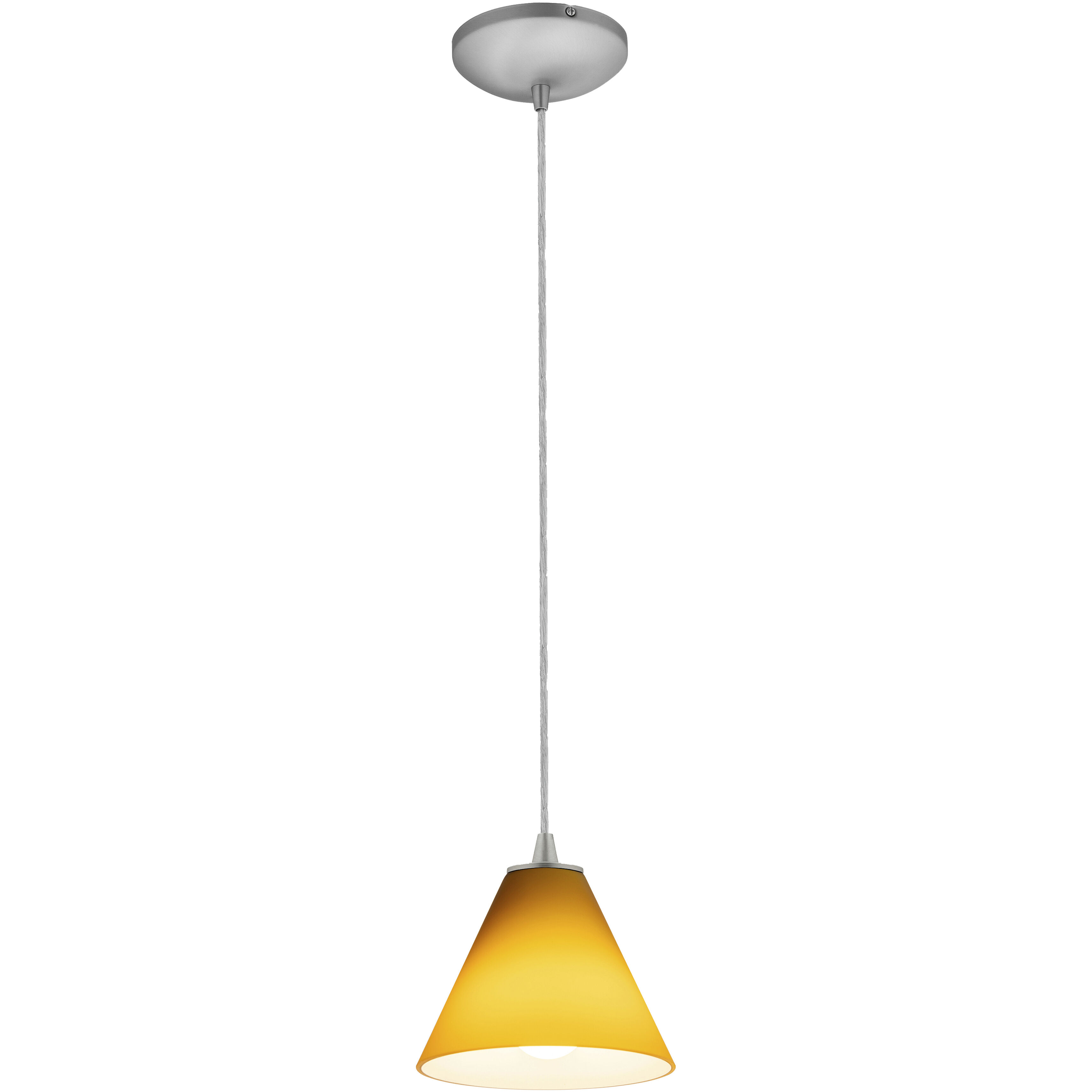 Martini 1 Light 7.25 inch Brushed Steel Pendant Ceiling Light in Amber
